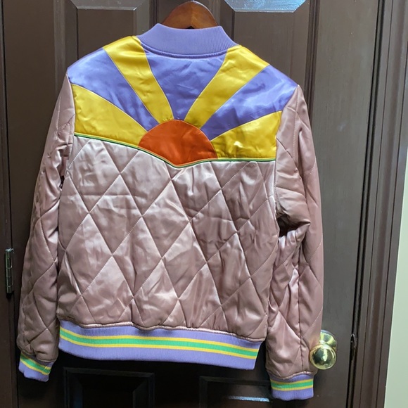 Classic Rock Couture Rising Sun Bomber Jacket Dusted Pink size M - Picture 8 of 17